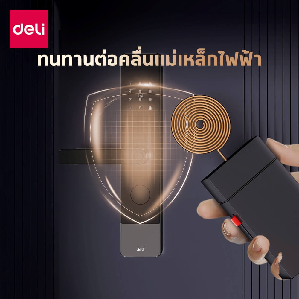 กลอนดิจิตอล DELI ES620-BK-01 ระบบสัมผัส รองรับAI สีดำ_7